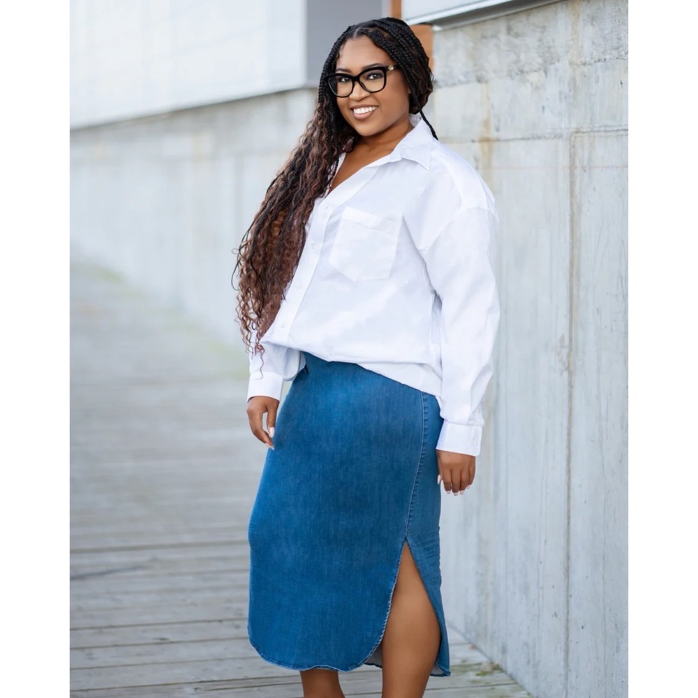 FRANK & EILEEN Donegal Unforgettable Denim Jean Skirt 1977 Medium Wash Grinding - Picture 5 of 17